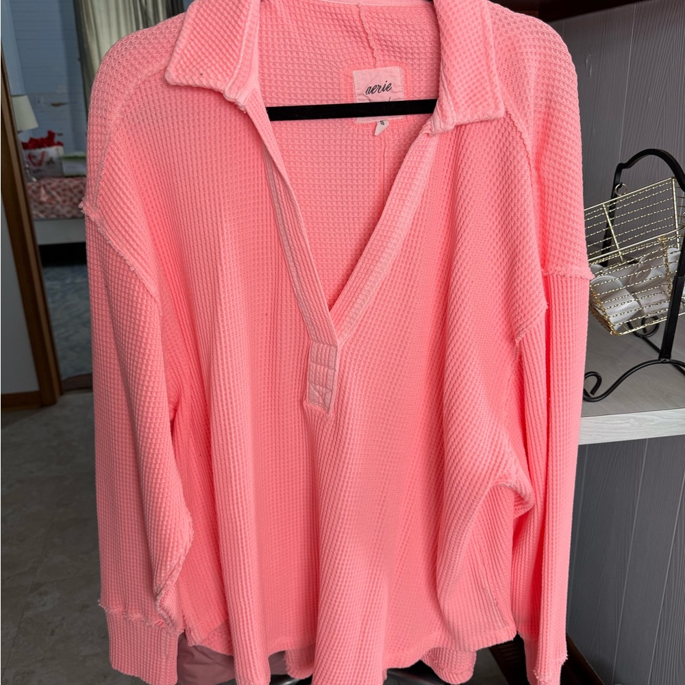 Aerie Women's Coral Waffle Knit Hoodie